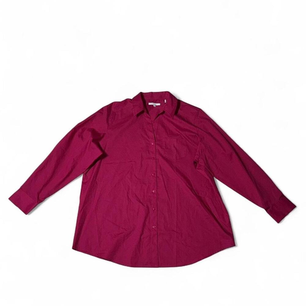Foxcroft Wrinkle Free Shaped Button Down Shirt Women’s Size 18W Fuchsia Magenta